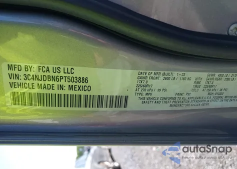 2023 Jeep Compass Latitude 4X4 from USA, damaged, VIN 3C4NJDBN6PT503886